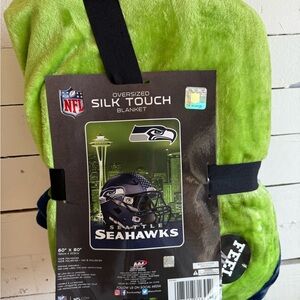 NFL Seahawks Fleece Blanket - Navy and Lime